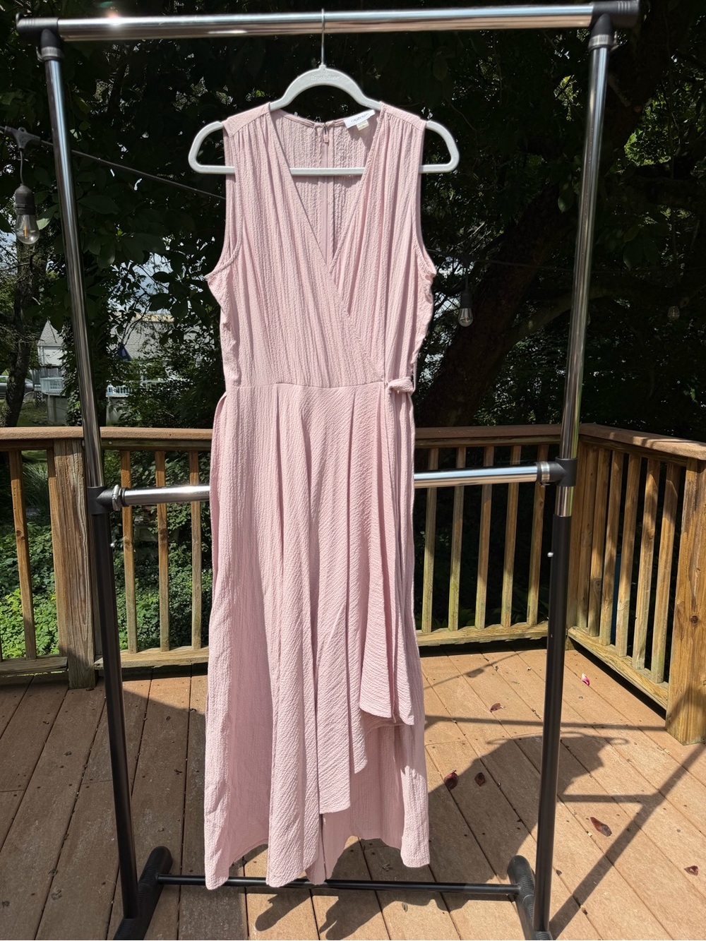 Calvin Klein Blush Pink Faux Wrap Wide Leg Jumpsuit Size 12